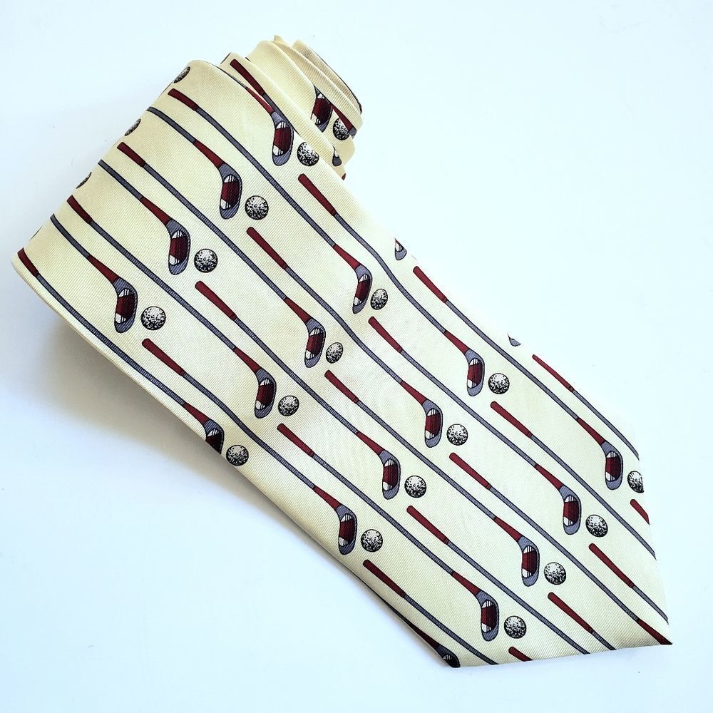 Spencer & Lowe Cream Silk Golf Club Tie